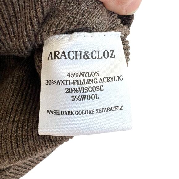 Arach & Cloz Mock Neck Sleeveless Sweater Vest Brown Size S Retail $95 - Picture 6 of 7